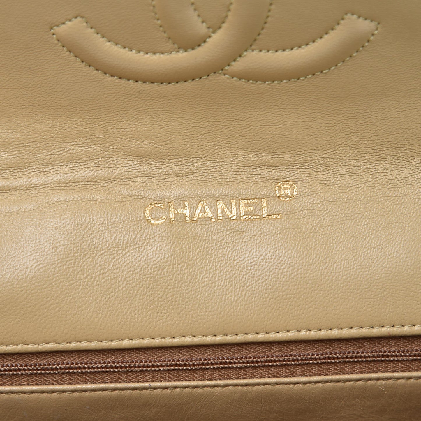Lambskin Quilted Medium Single Flap Beige