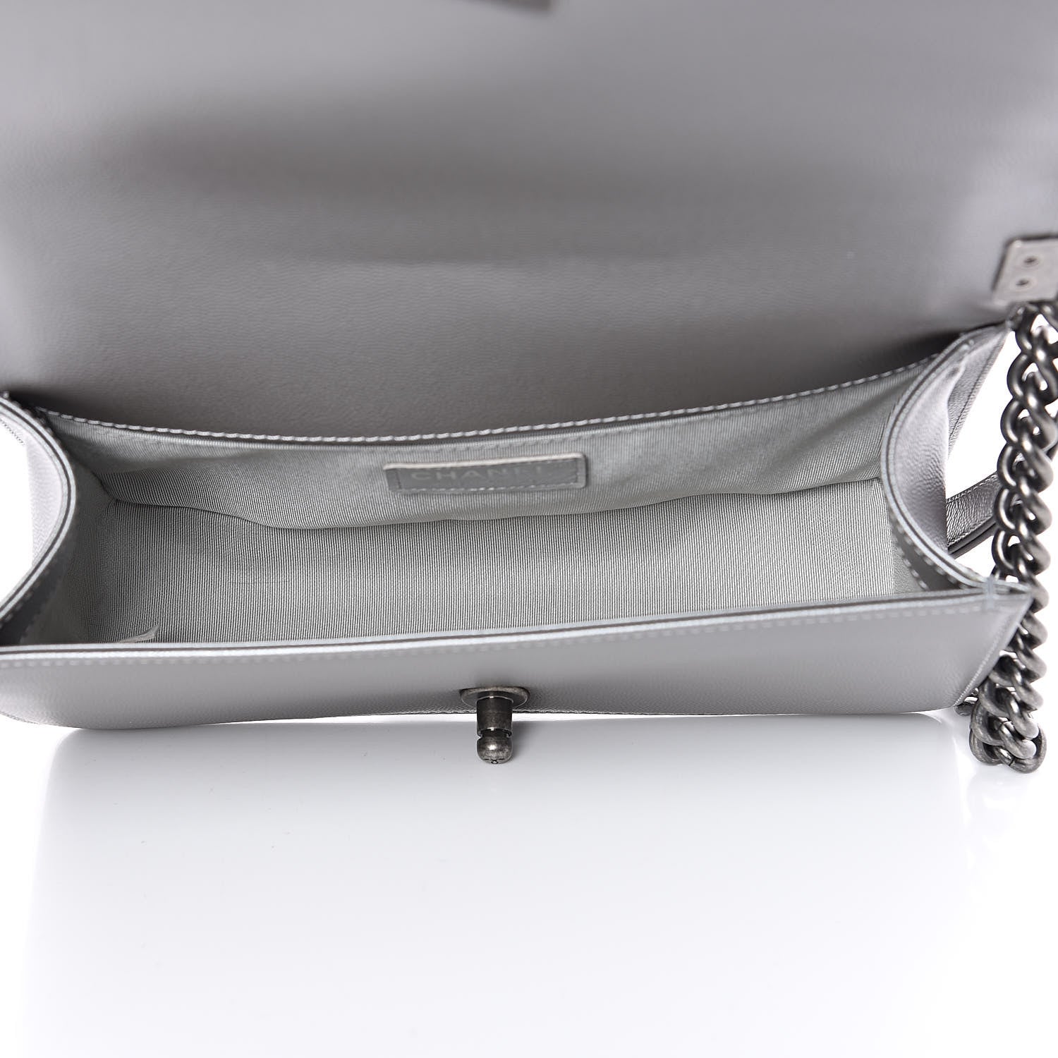 Chanel Metallic Caviar Quilted Medium Boy Flap Silver 5 of 15