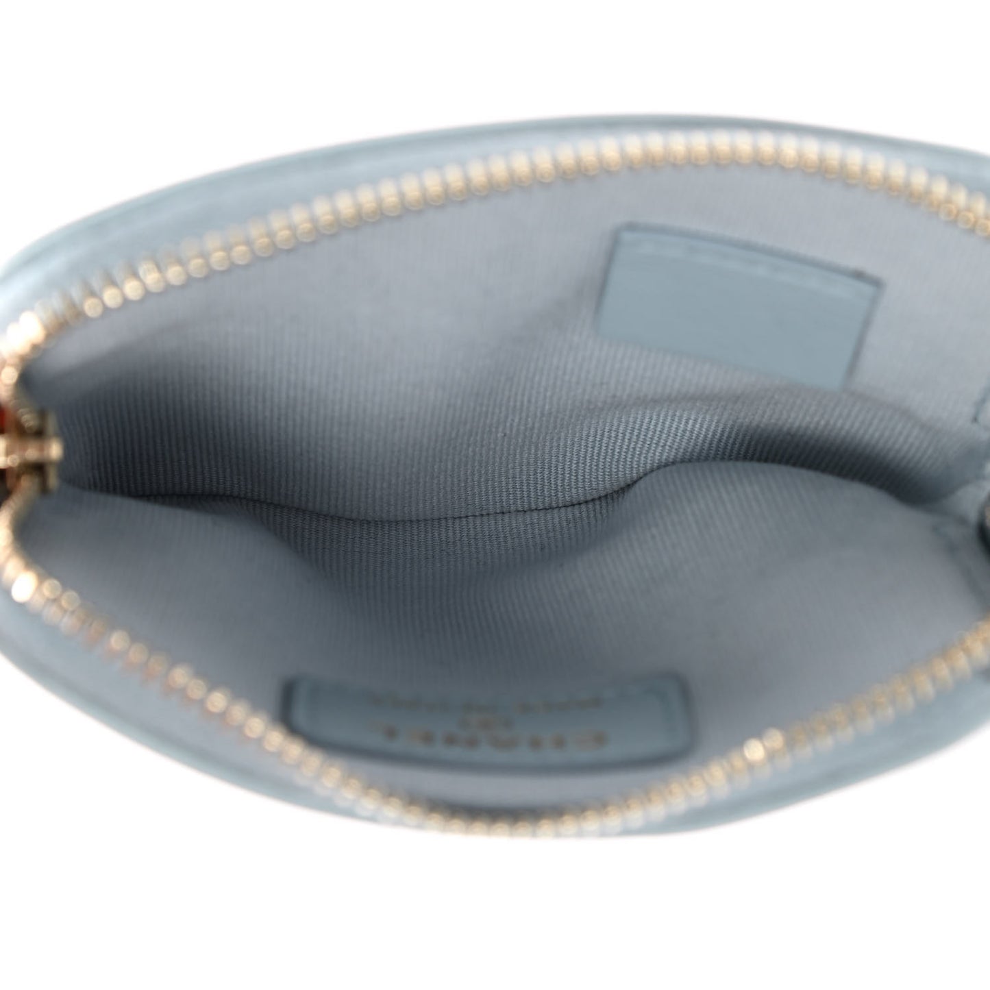 Aged Calfskin Quilted Chanel Reissue Zip Card Holder Wallet Light Blue