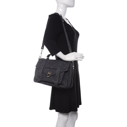 Proenza Schouler Melange Felted Wool Medium PS1 Satchel Charcoal Black 2 of 9