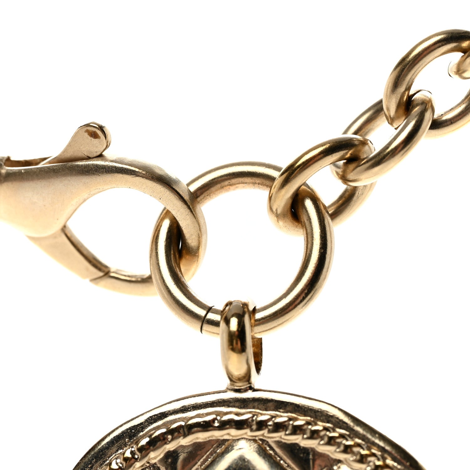 Chanel Quilted CC Pendant Chain Necklace Light Gold 6 of 6