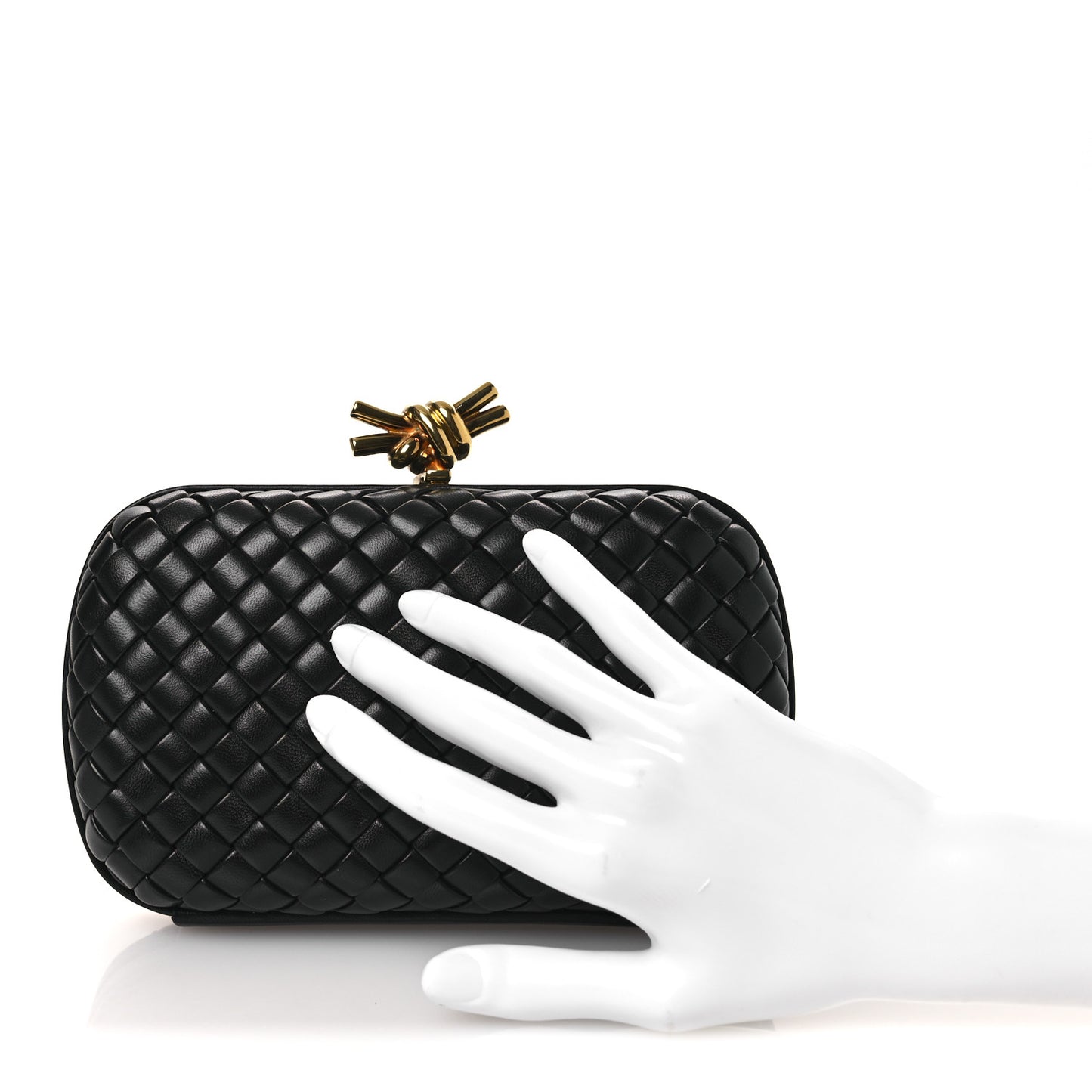 Nappa Intrecciato Knot Clutch Black