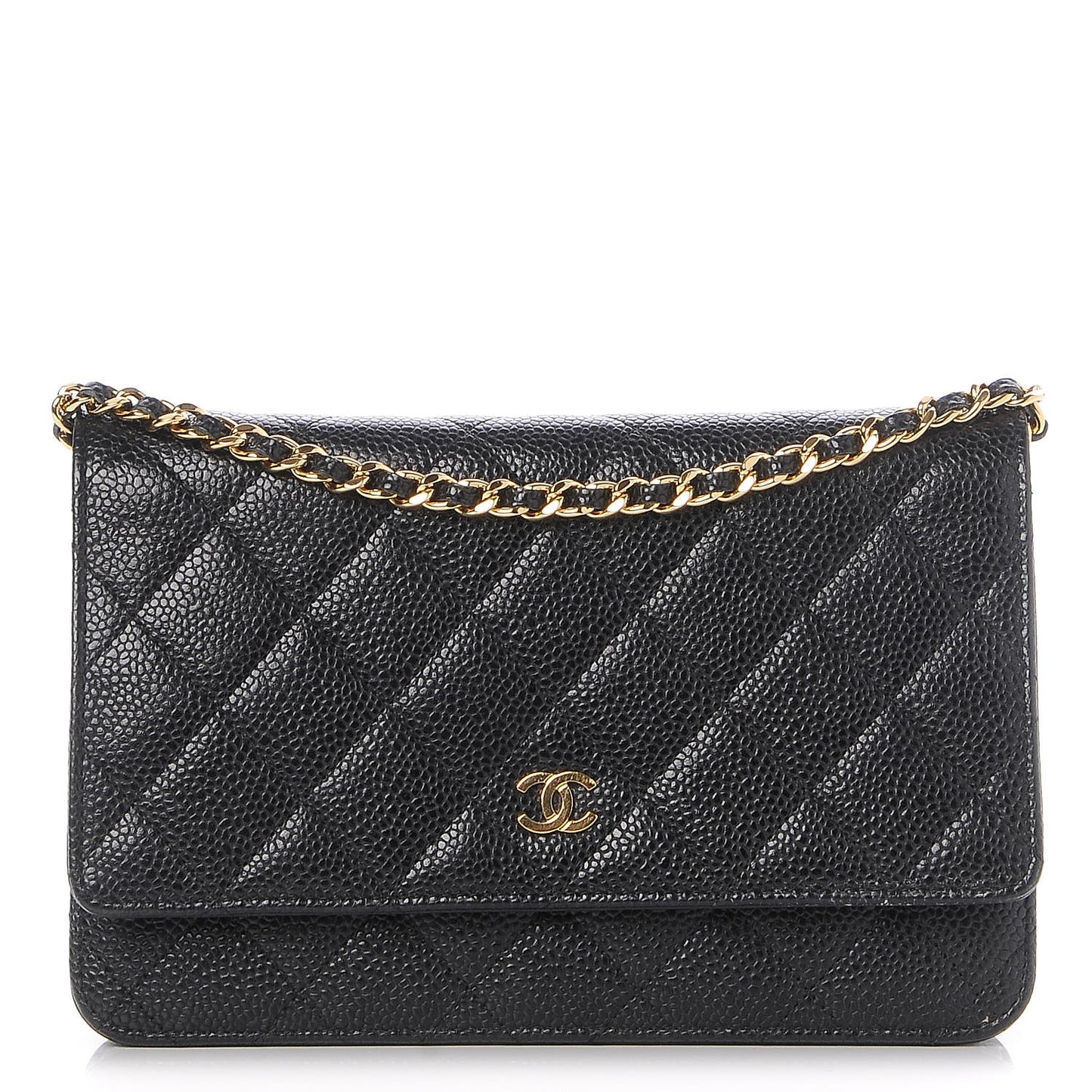 Caviar Quilted Wallet On Chain WOC Black
