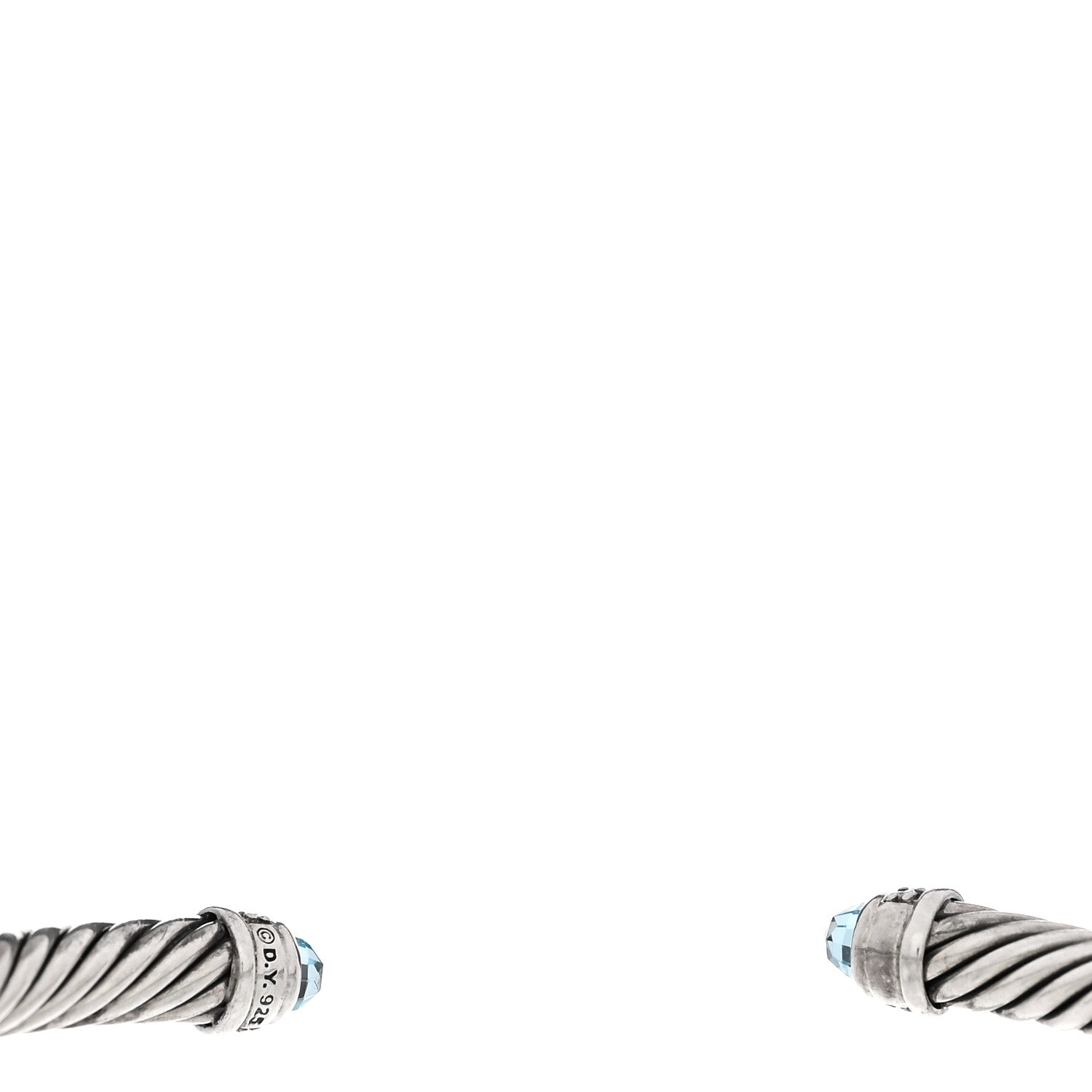 David Yurman Sterling Silver Diamond Blue Topaz 5mm Cable Classics Bracelet 3 of 3