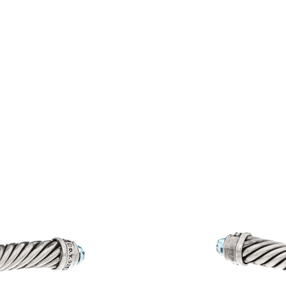David Yurman Sterling Silver Diamond Blue Topaz 5mm Cable Classics Bracelet 3 of 3