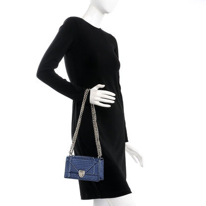 Christian Dior Metallic Patent Micro-Cannage Mini Diorama Flap Bag Blue 2 of 6