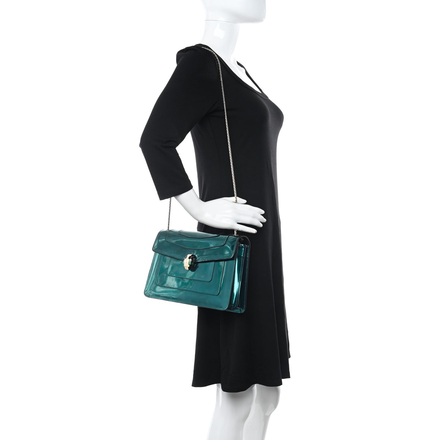 Metallic Calfskin Serpenti Forever Shoulder Bag Green
