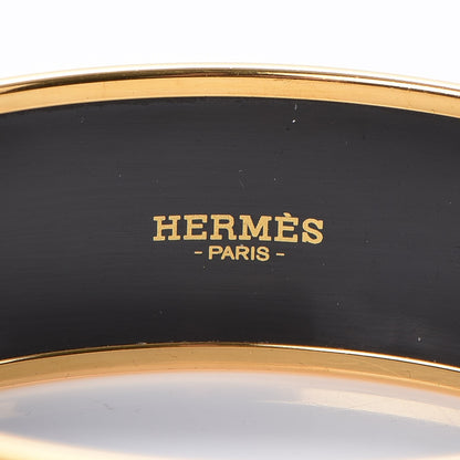 Hermes Enamel Printed Wide Grand Apparat Bracelet 70 Black 4 of 5