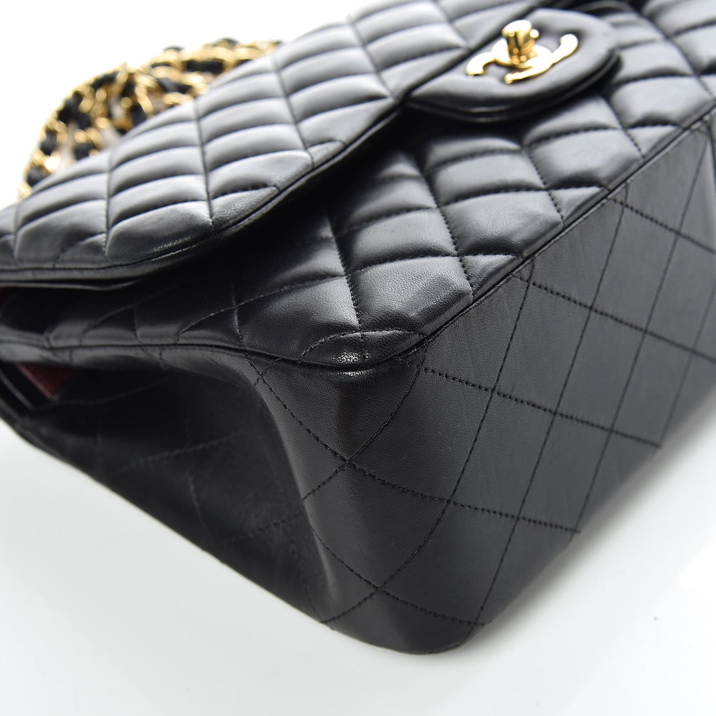 Lambskin Quilted Jumbo Double Flap Black