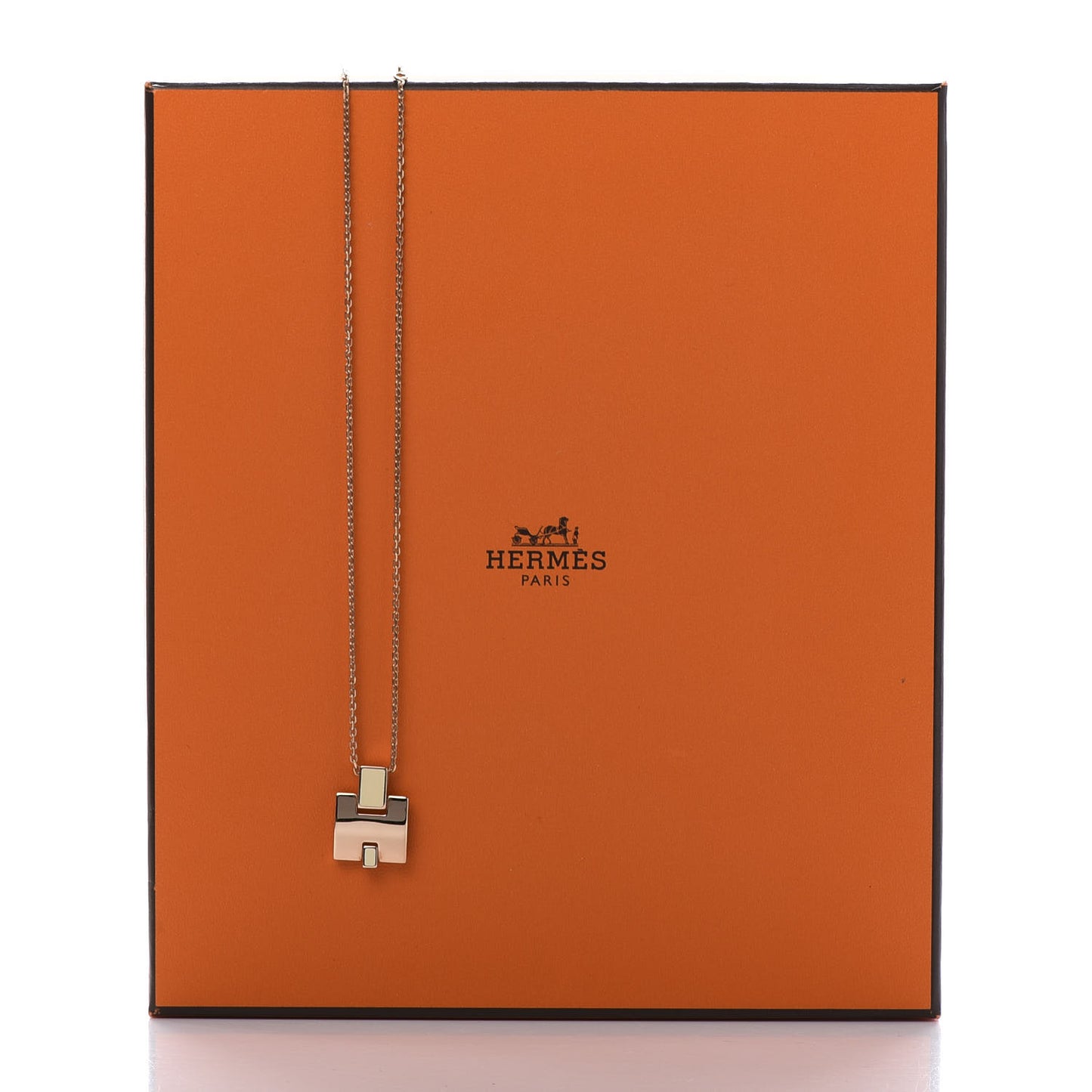 Rose Gold Plated Lacquered Eileen Pendant Necklace Ecru