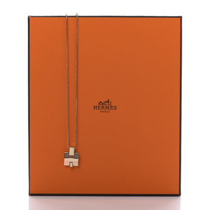 Hermes Rose Gold Plated Lacquered Eileen Pendant Necklace Ecru 7 of 7