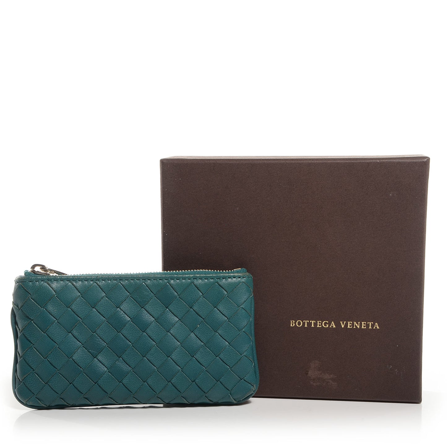 Nappa Intrecciato Key Case Teal