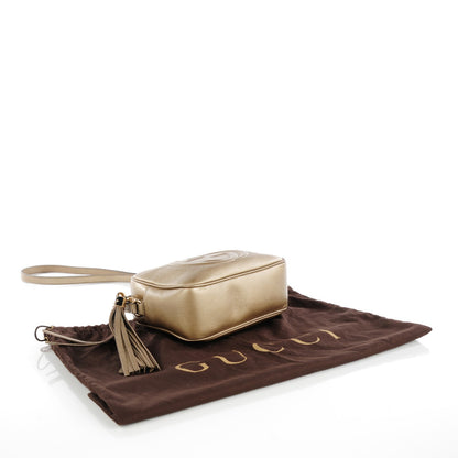 Gucci Metallic Pebbled Calfskin Small Soho Disco Bag Golden Beige 4 of 7