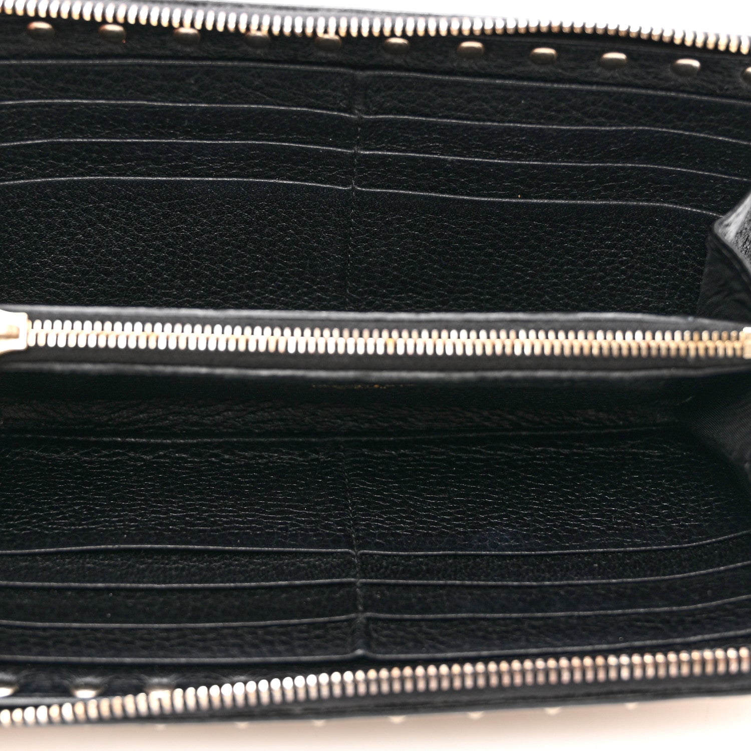 Valentino Garavani Metallic Pebbled Calfskin Rockstud Zip Around Wallet Skin 5 of 12