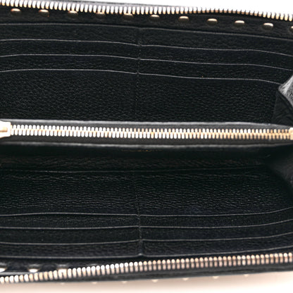 Valentino Garavani Metallic Pebbled Calfskin Rockstud Zip Around Wallet Skin 5 of 12