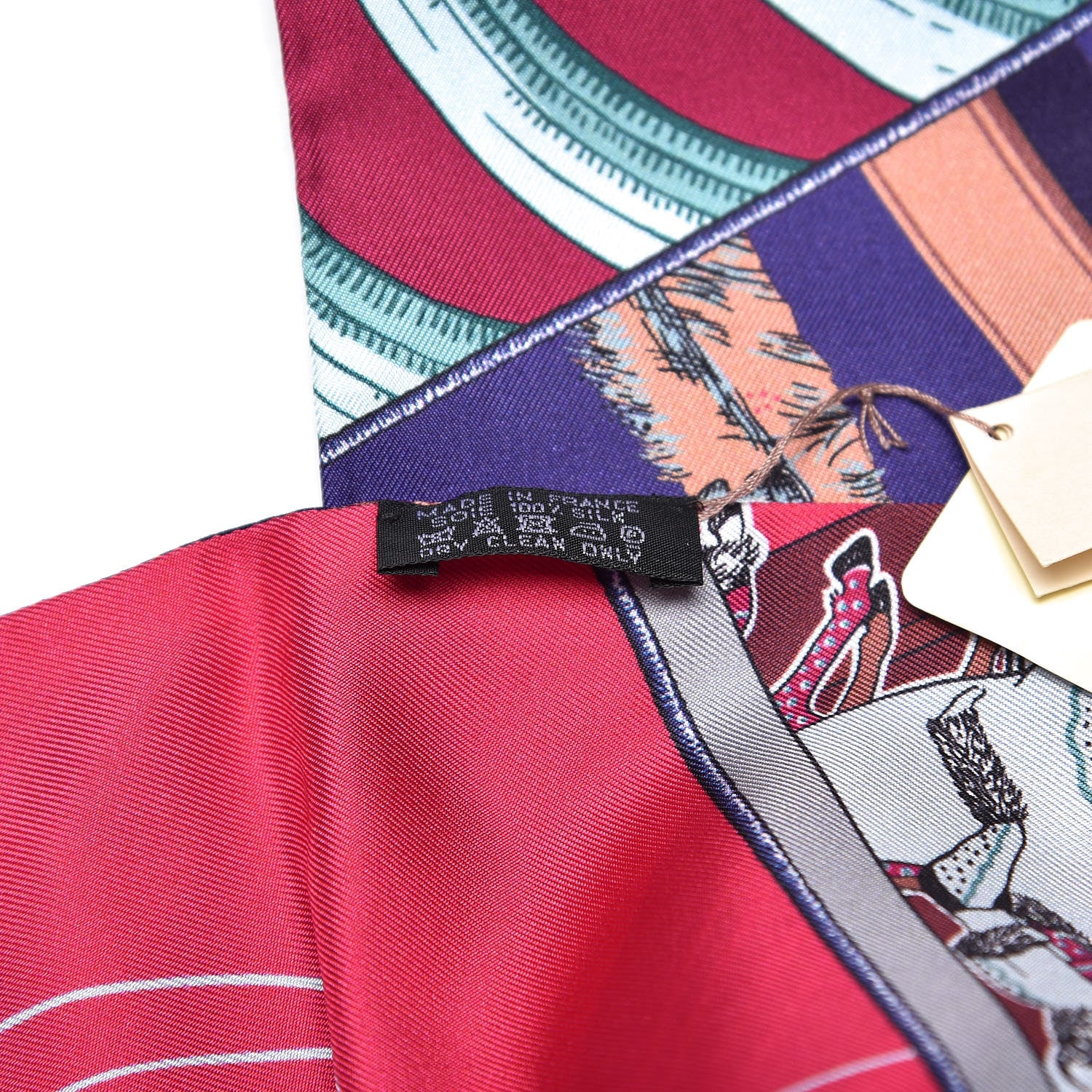 Hermes Silk Carre En Carres Maxi Twilly Rose Indien Bordeaux Vert 3 of 5