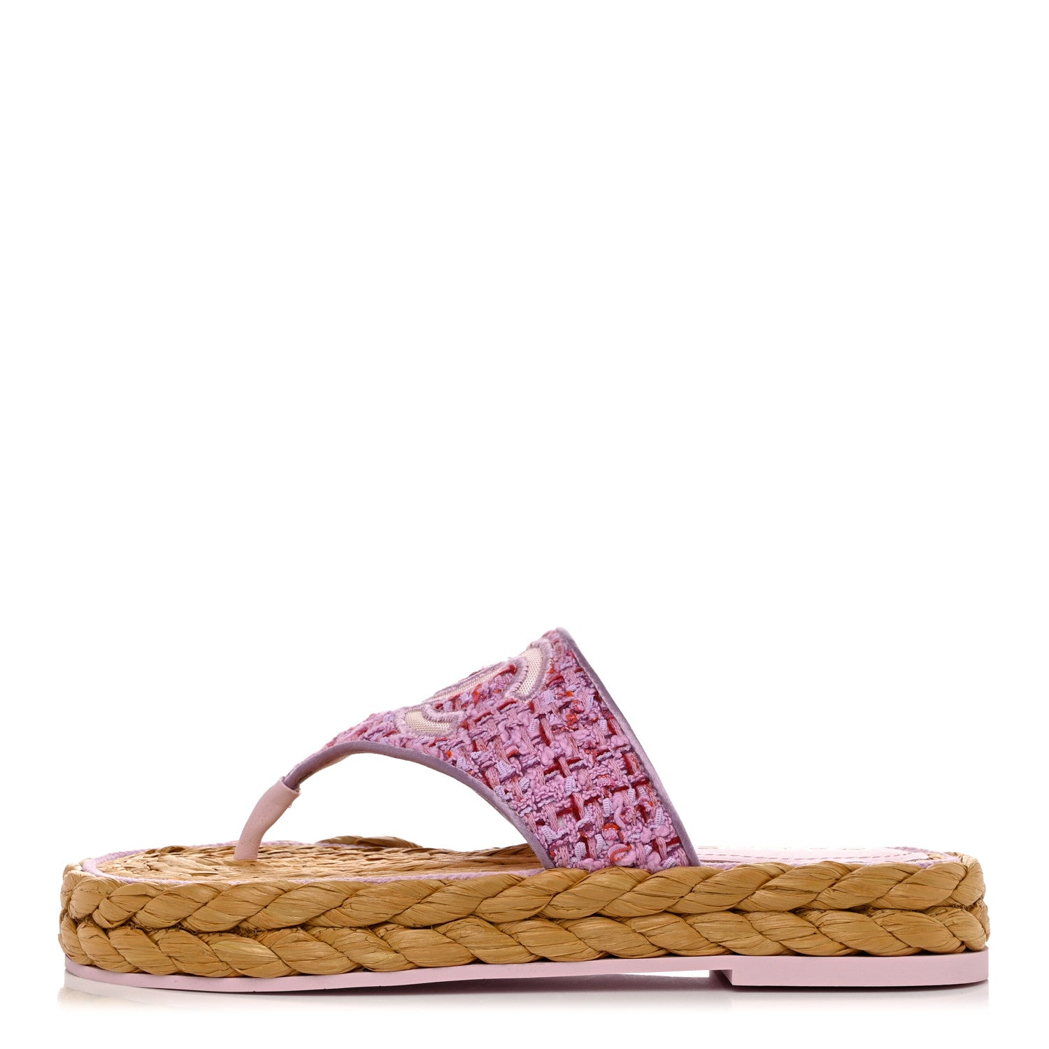 Chanel Tweed CC Thong Sandals Light 36 Purple Pink Red 1 of 9
