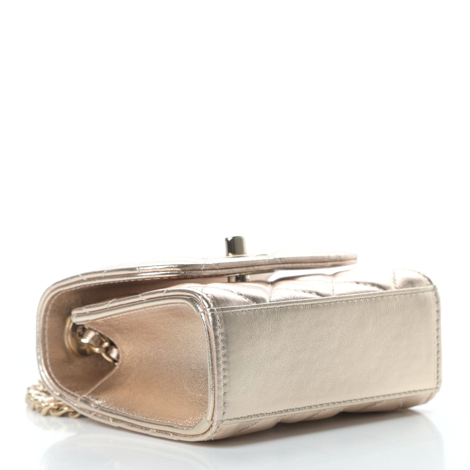 Chanel Metallic Lambskin Quilted Mini Trendy CC Clutch With Chain Gold 4 of 11