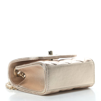 Chanel Metallic Lambskin Quilted Mini Trendy CC Clutch With Chain Gold 4 of 11