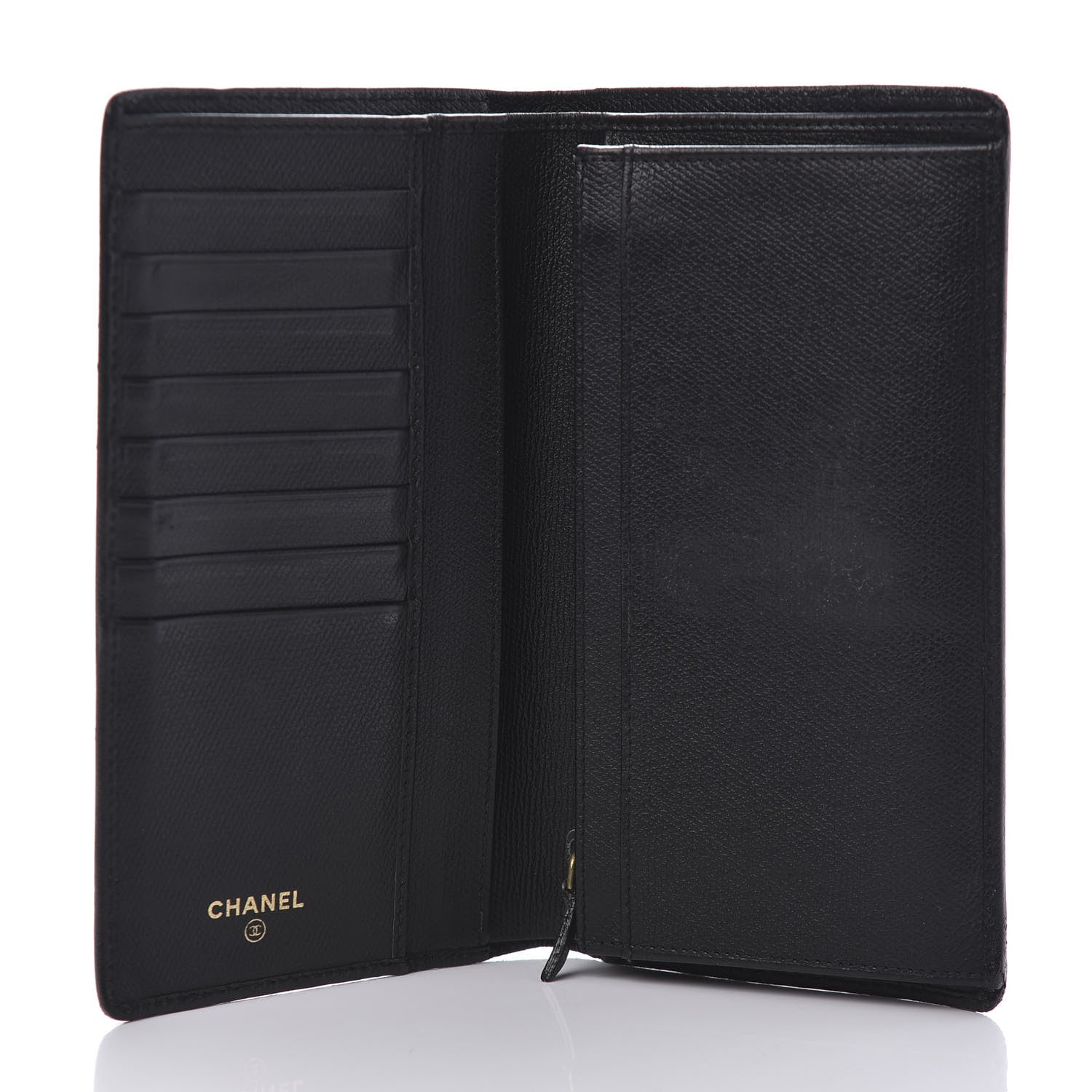 Chanel Grained Calfskin CC Button Yen Wallet Black 5 of 10