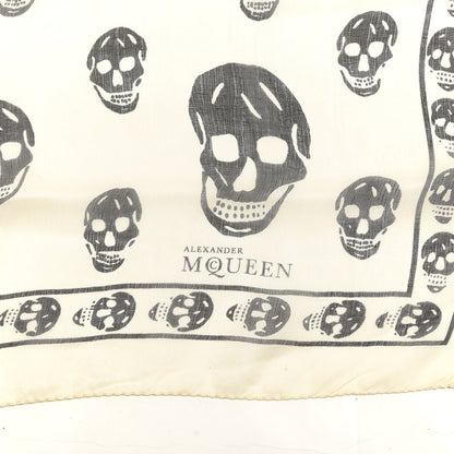Alexander McQueen Silk Chiffon Skull Scarf Ivory Black 3 of 4