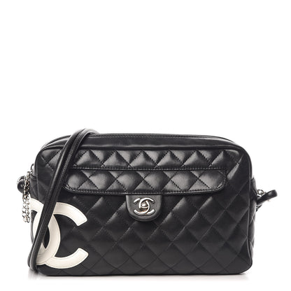 Chanel Calfskin Quilted Cambon Camera Case Black White 1 of 15
