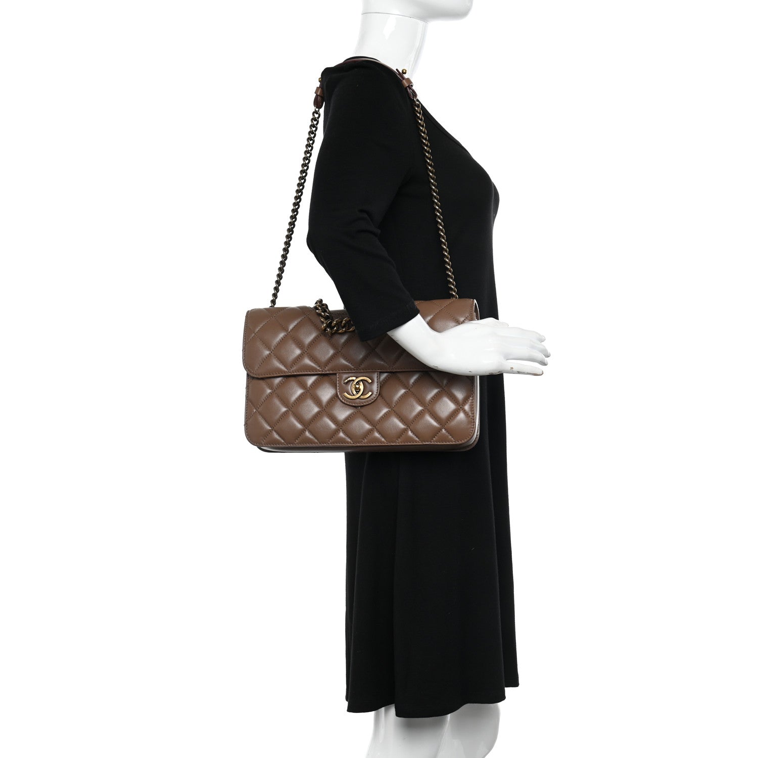 Chanel Calfskin Quilted Large Perfect Edge Flap Kaki 2 of 10