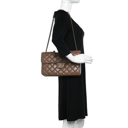 Chanel Calfskin Quilted Large Perfect Edge Flap Kaki 2 of 10