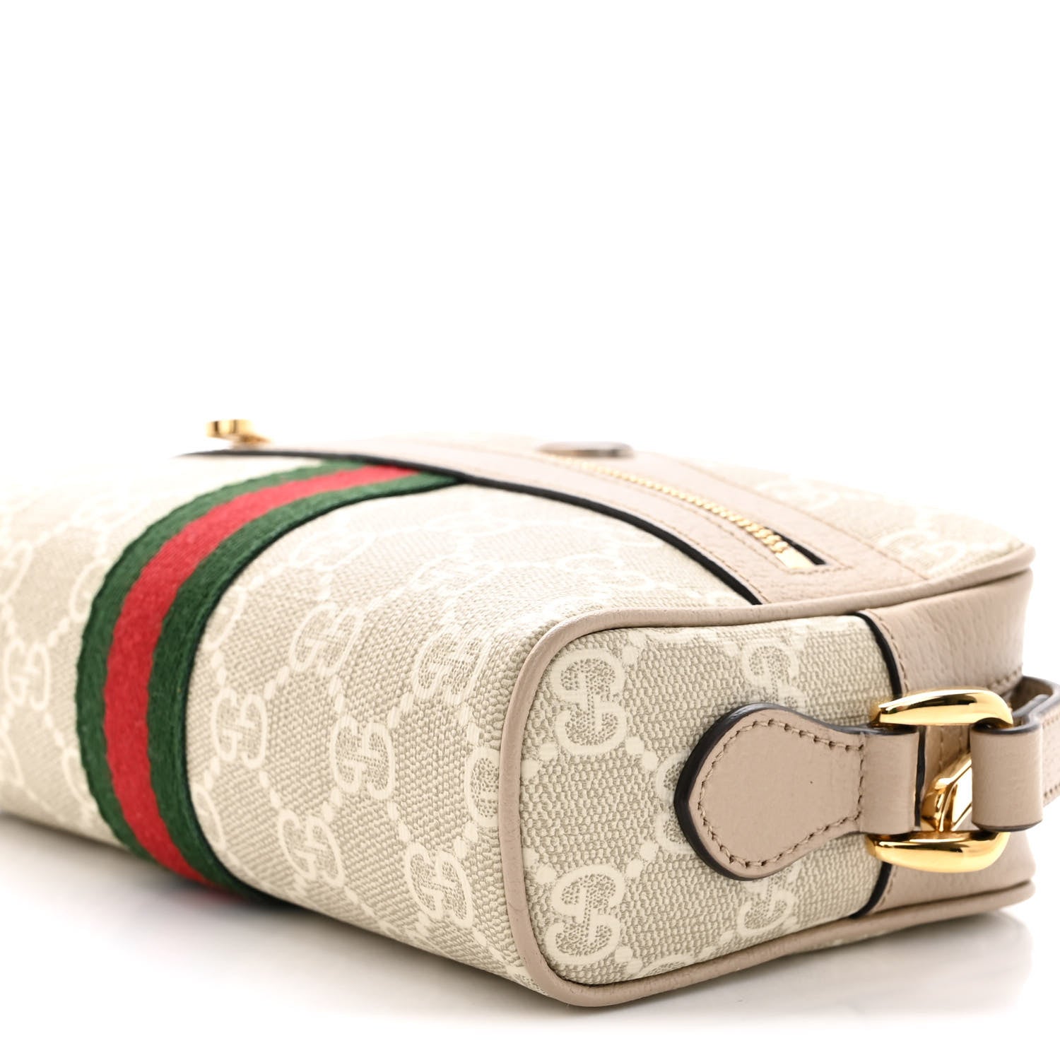 Gucci GG Supreme Monogram Textured Calfskin Web Mini Ophidia Shoulder Bag Beige Mystic White Oatmeal 10 of 16