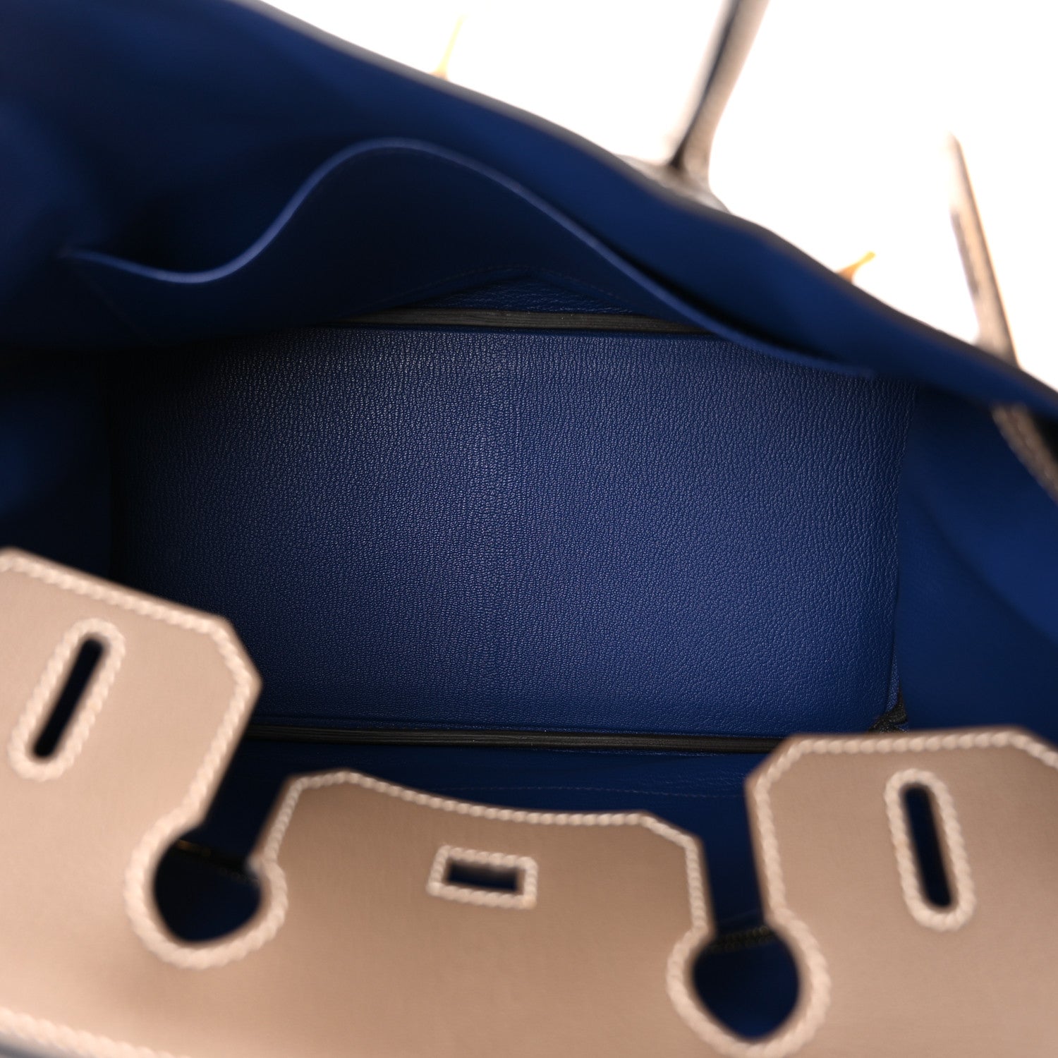 Hermes Chevre Mysore Horseshoe Birkin 30 Etoupe Blue Saphir 5 of 11