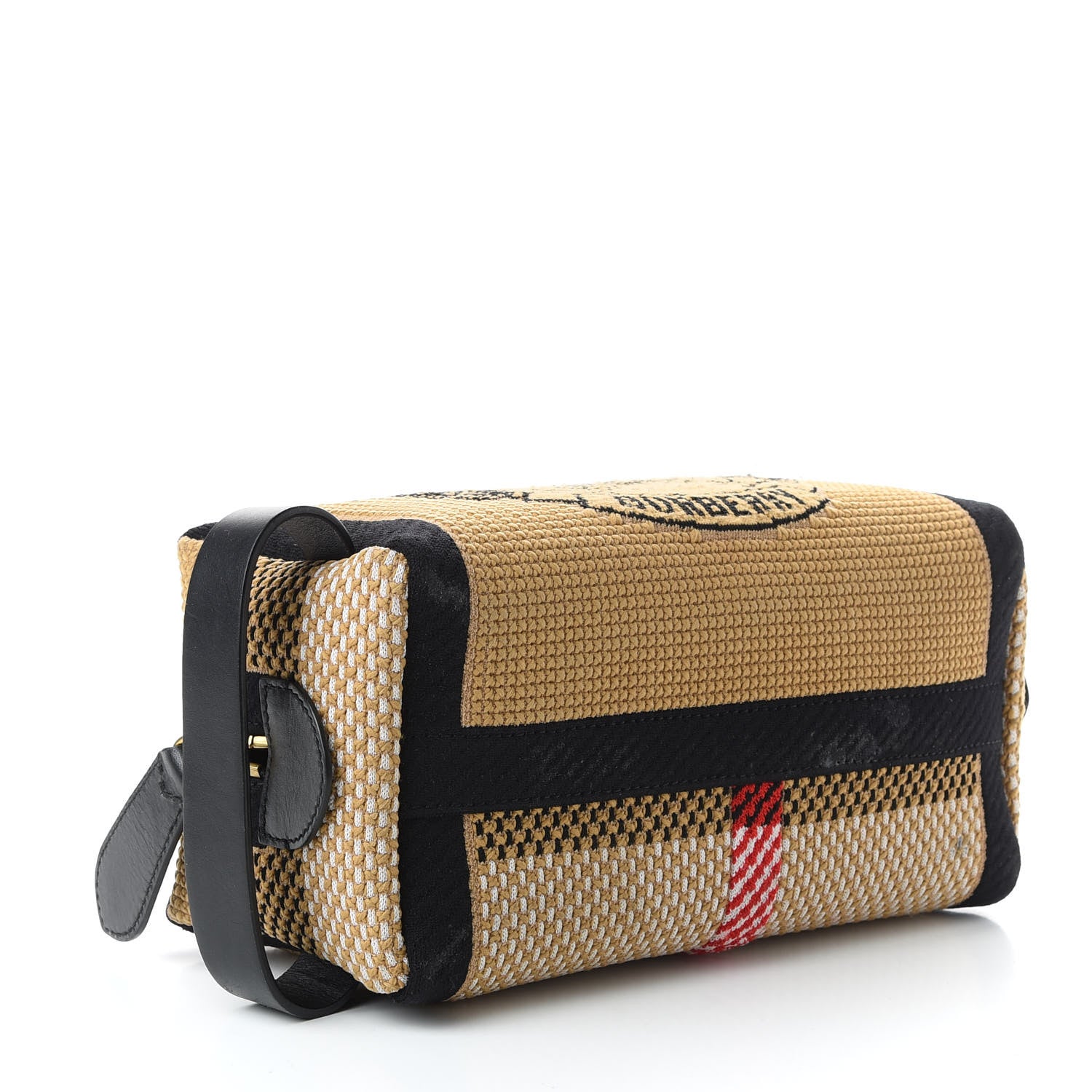 Burberry Knit Logo Mens Washbag Tan Black 4 of 8