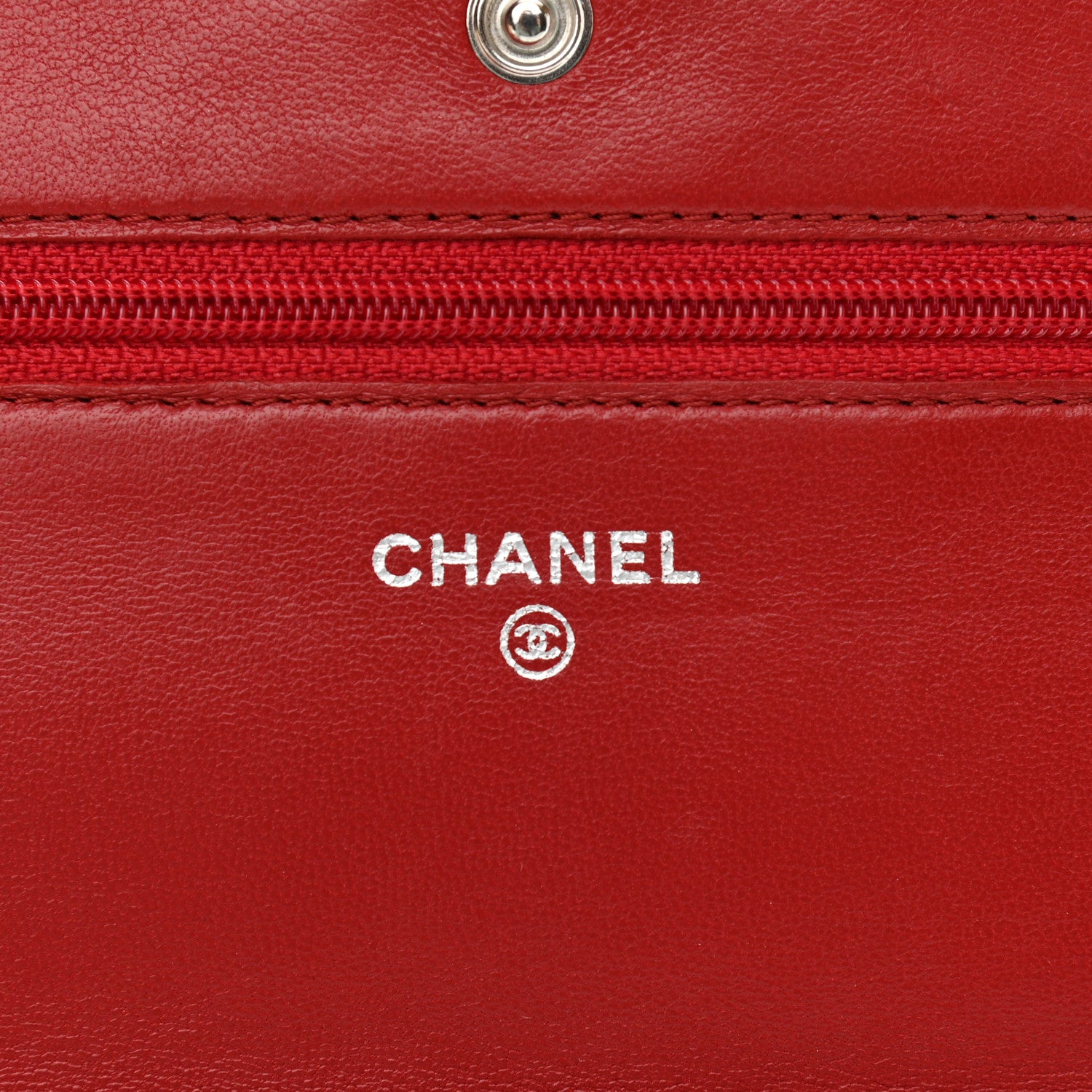 Chanel Lambskin Quilted Wallet On Chain WOC Red 6 of 17