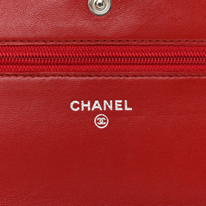 Chanel Lambskin Quilted Wallet On Chain WOC Red 6 of 17