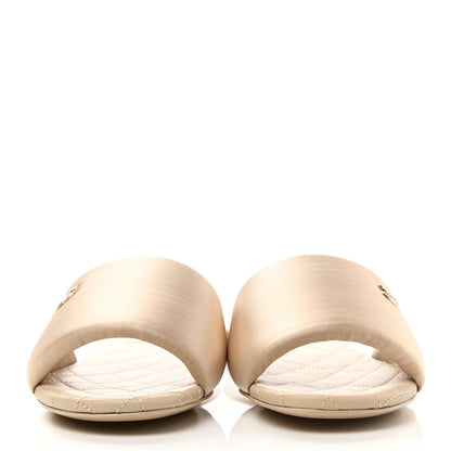 Chanel Satin Mule Sandals 37 Beige 2 of 9