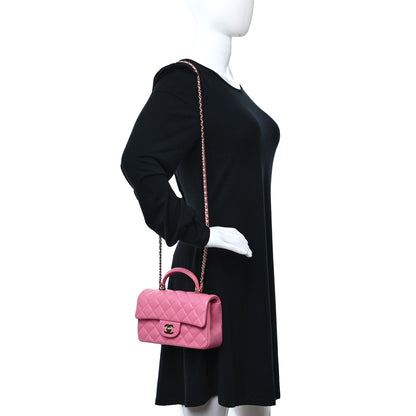 Chanel Lambskin Quilted Mini Top Handle Rectangular Flap Pink 3 of 10