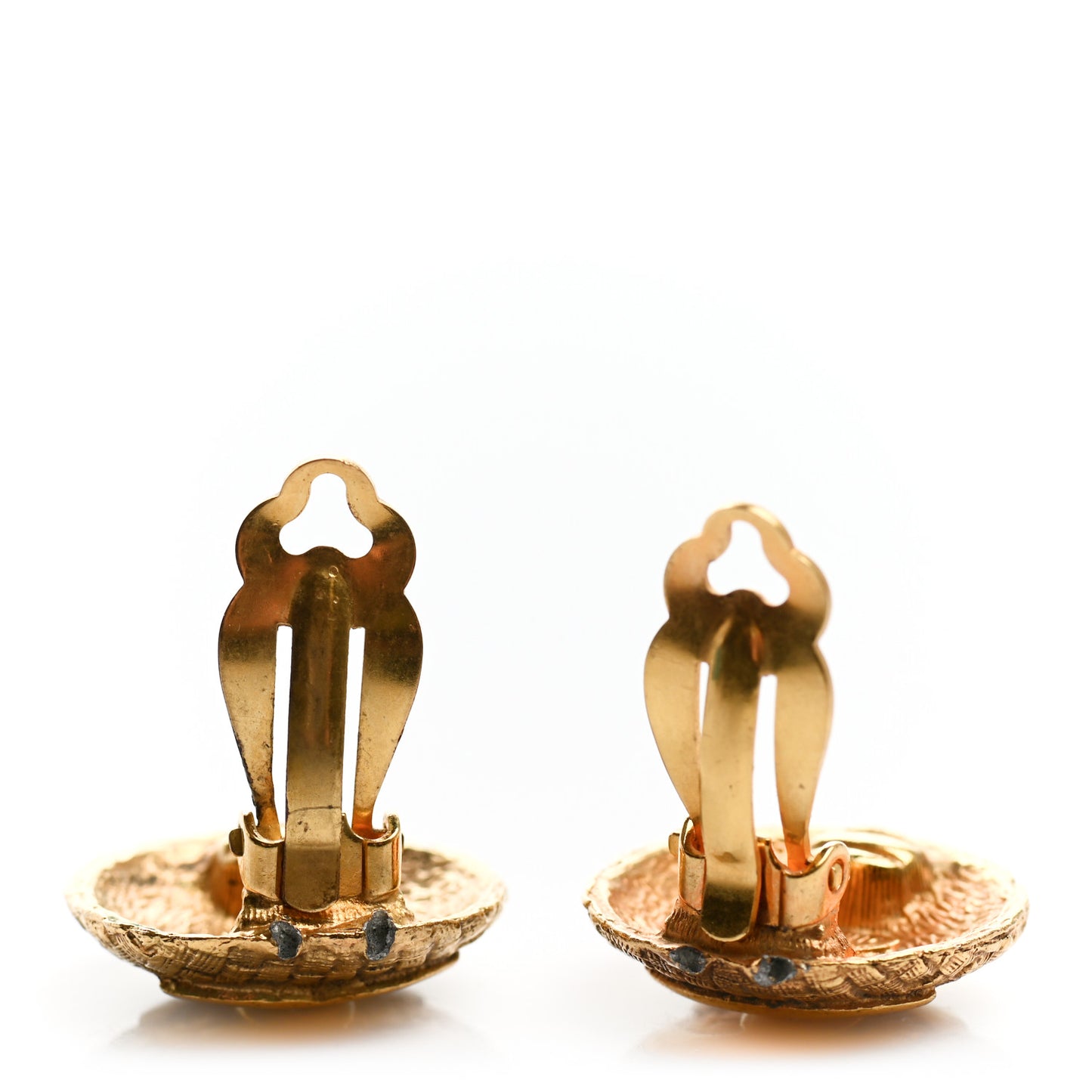 Metal Large CC Clip On Earrings Gold