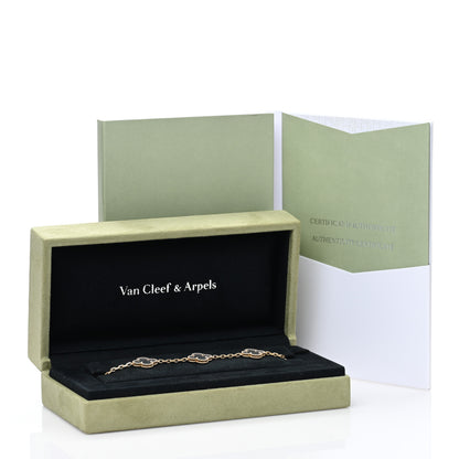Van Cleef & Arpels 18K Yellow Gold Rock Crystal 5 Motifs Vintage Alhambra Bracelet 4 of 4