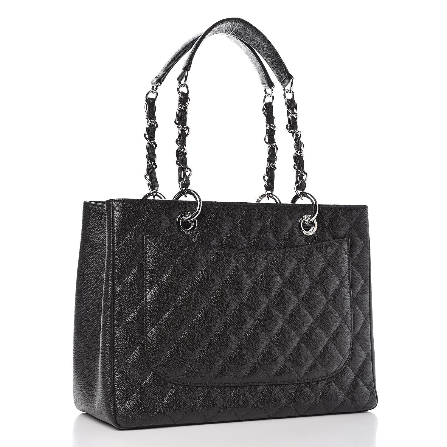 Chanel Caviar Quilted Grand Shopping Tote GST Dark Navy Blue 3 of 8