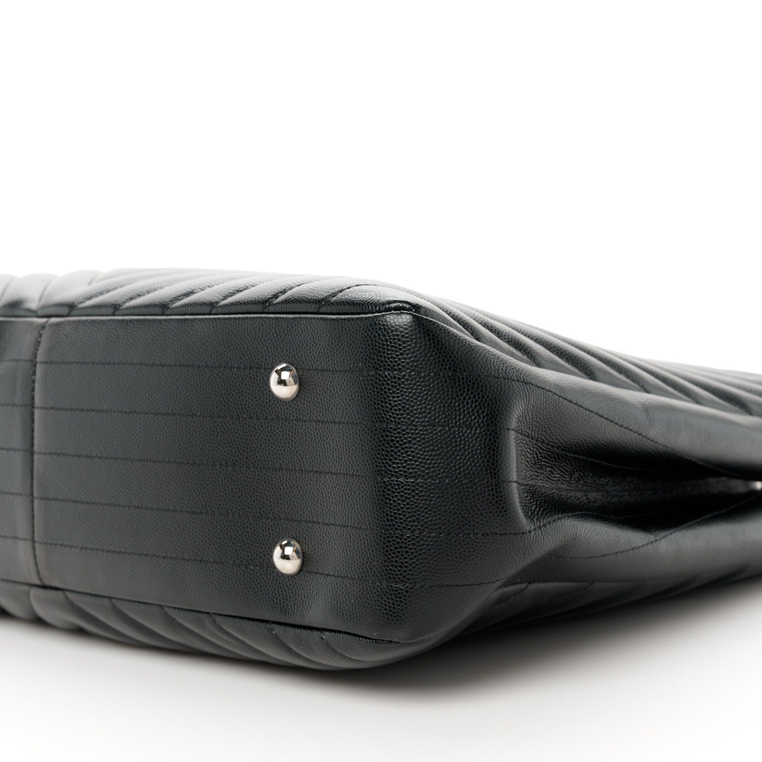 Chanel Caviar Chevron Quilted Large Shopping Tote Black 9 of 9