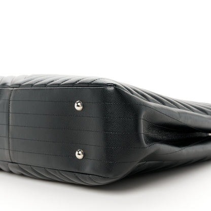 Chanel Caviar Chevron Quilted Large Shopping Tote Black 9 of 9