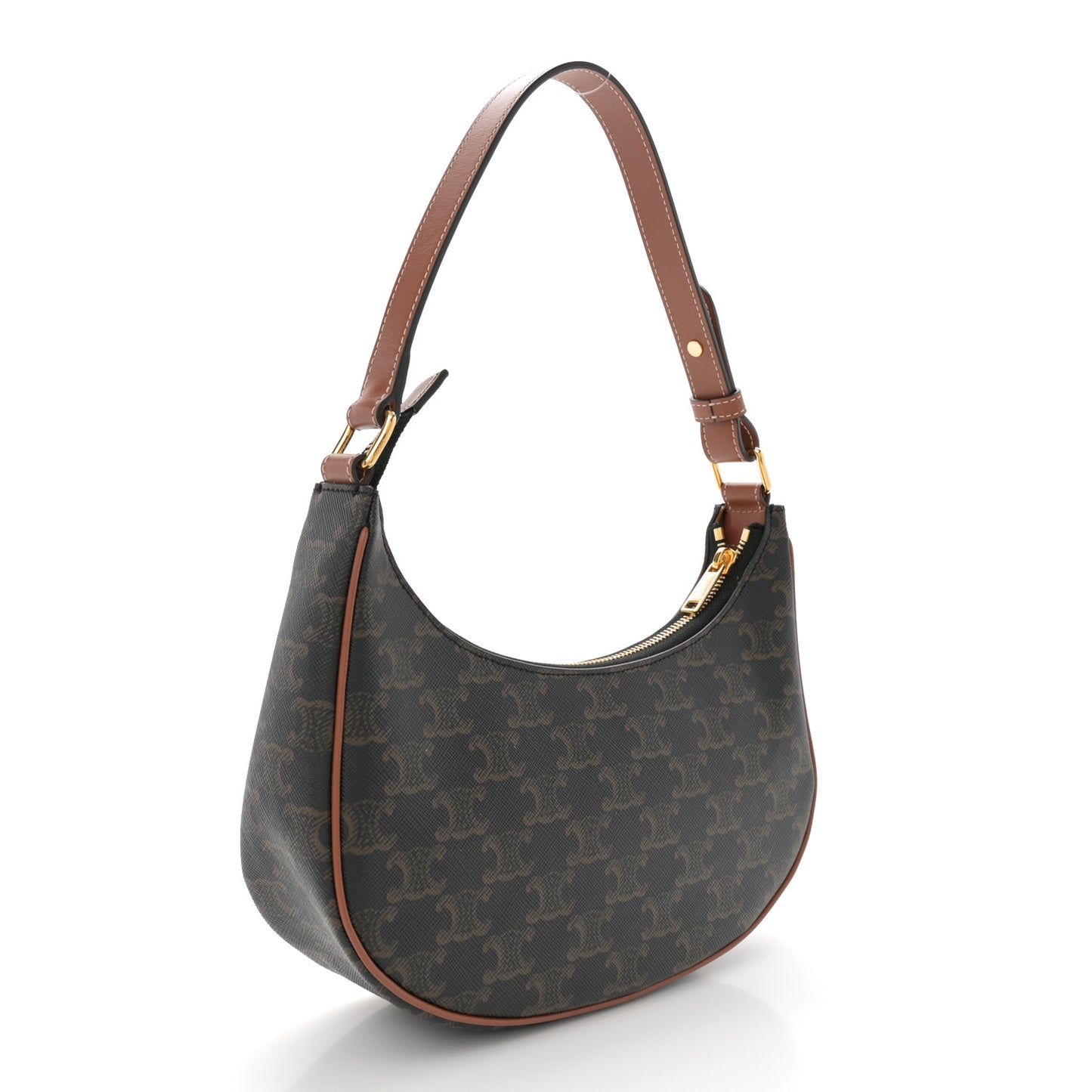 Triomphe Canvas Calfskin Ava Shoulder Bag Tan