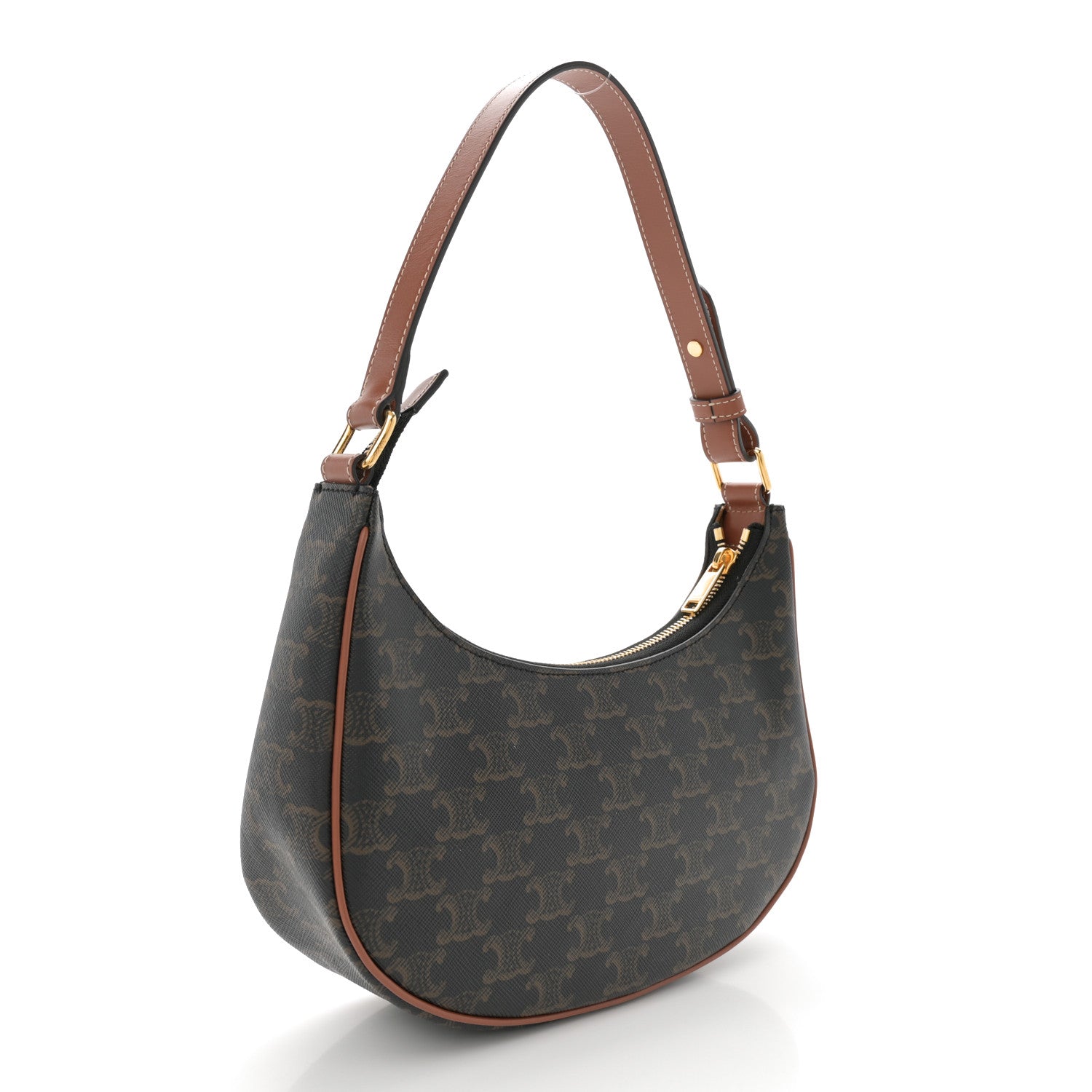 Celine Triomphe Canvas Calfskin Ava Shoulder Bag Tan 3 of 10