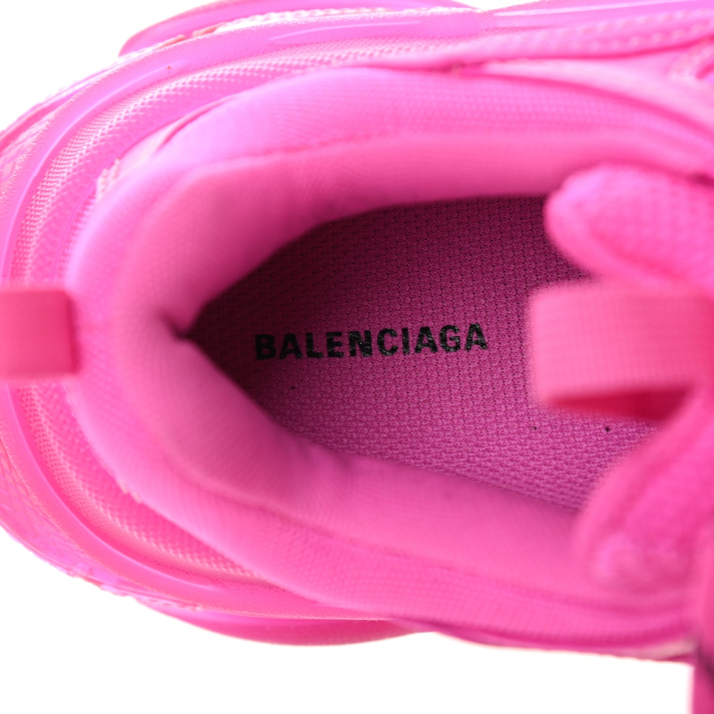 Fabric Mesh Clear Sole Fluo Womens Triple S Sneakers 38 Pink