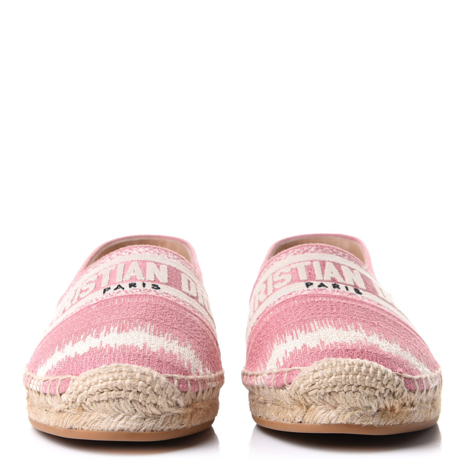 Christian Dior Cotton Embroidered D-Stripes Granville Espadrille 37 Deep Nude 2 of 9
