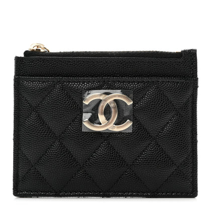Chanel Caviar Quilted CC Zip Card Holder Black 1 of 8