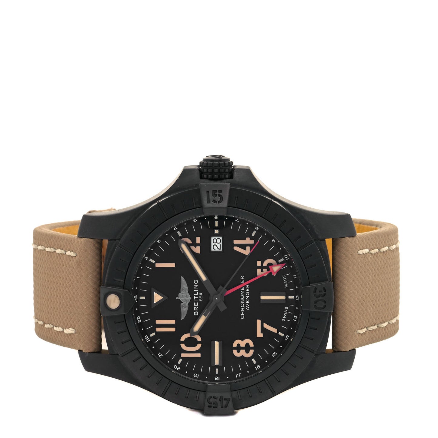 Titanium Calfskin 45mm Avenger GMT Night Mission Automatic Watch Black V32395