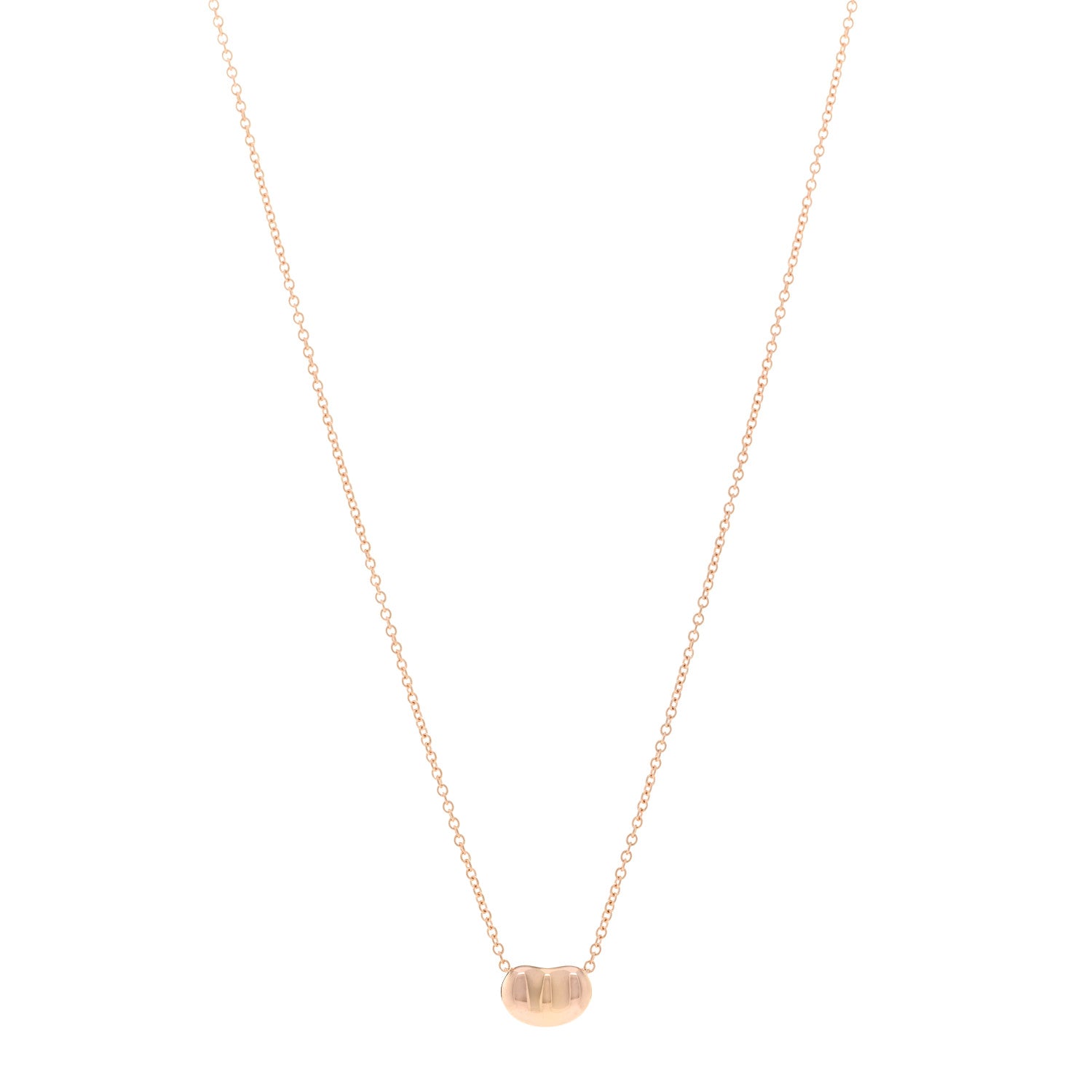 Tiffany 18K Rose Gold 9mm Elsa Peretti Bean Pendant Necklace 1 of 4