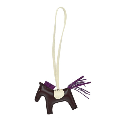 Hermes Milo Lambskin Grigri Rodeo Horse Bag Charm PM Rouge Sellier Craie Violet 1 of 4
