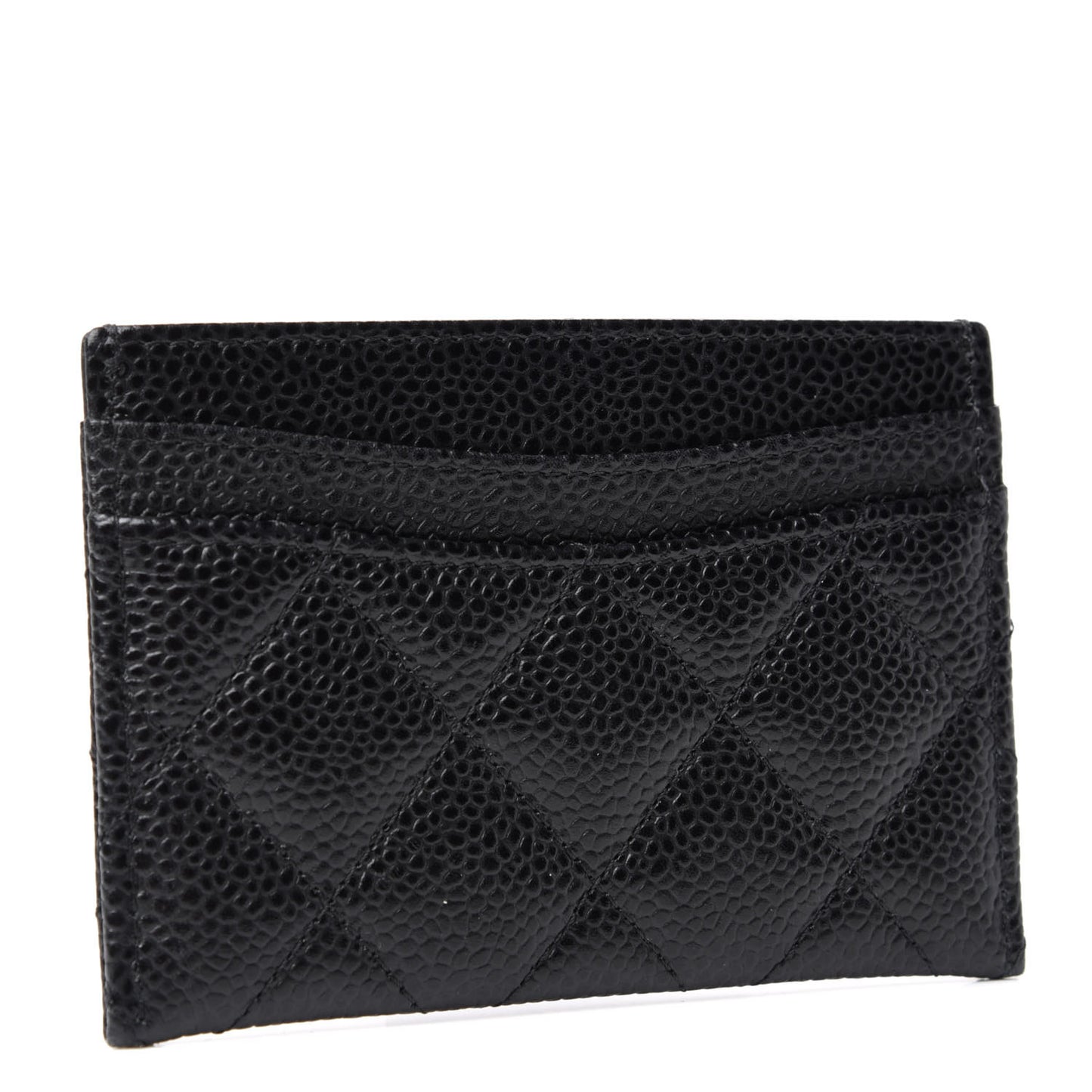 Caviar Quilted Card Holder Black
