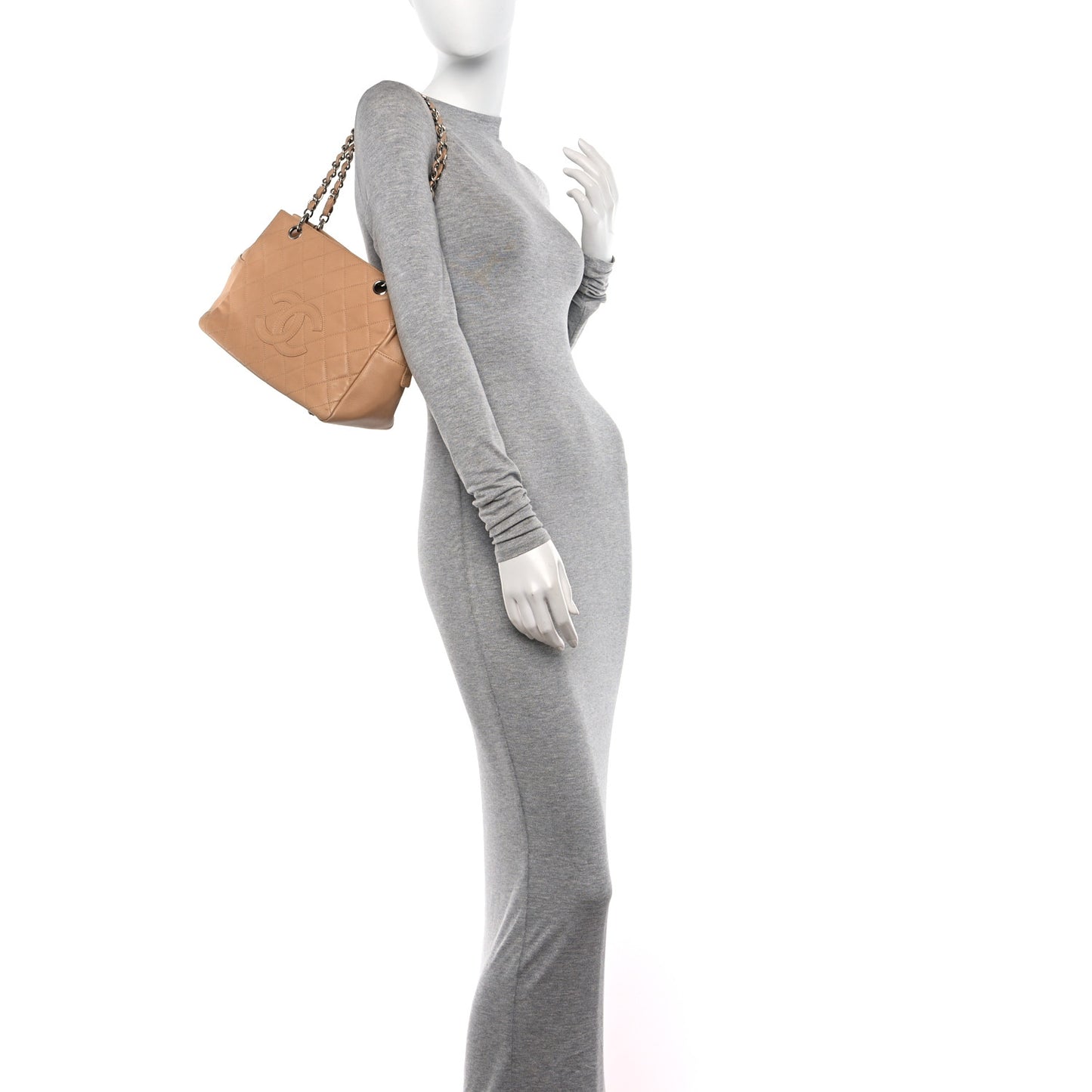 Caviar Quilted Petit Timeless Tote PTT Beige